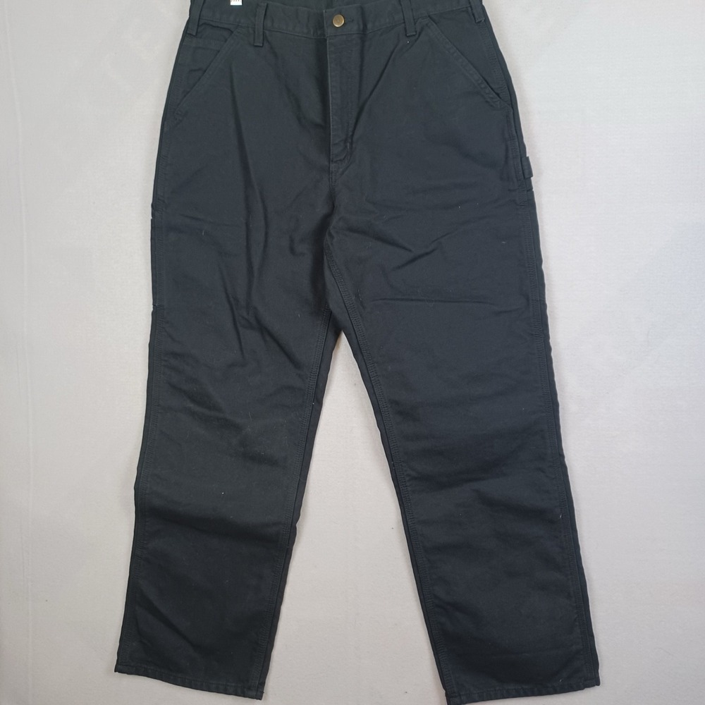 Carhartt B111 BLK Flannel Lined Work Pants Men's 36x32 Carpenter Black Workwear